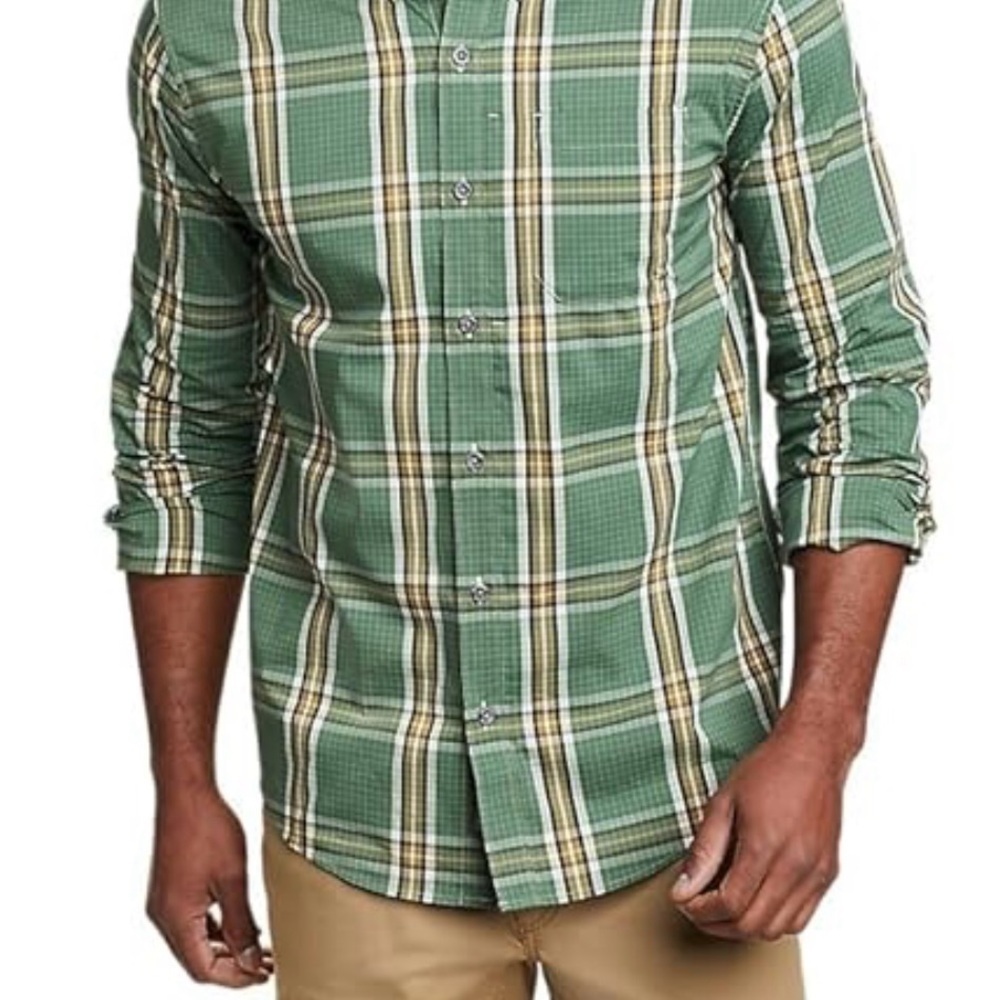Eddie Bauer Men's Classic Fit Plaid Flannel Shirt Long Sleeve- Side L